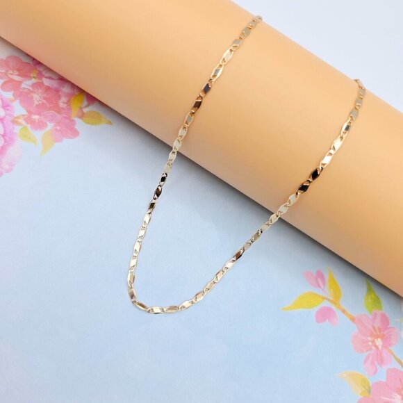 Shiny Rose Gold Twisted Chain Necklace, 18 Inch, Gold Plated Brass, XPNL0103 - Picture 5 of 12